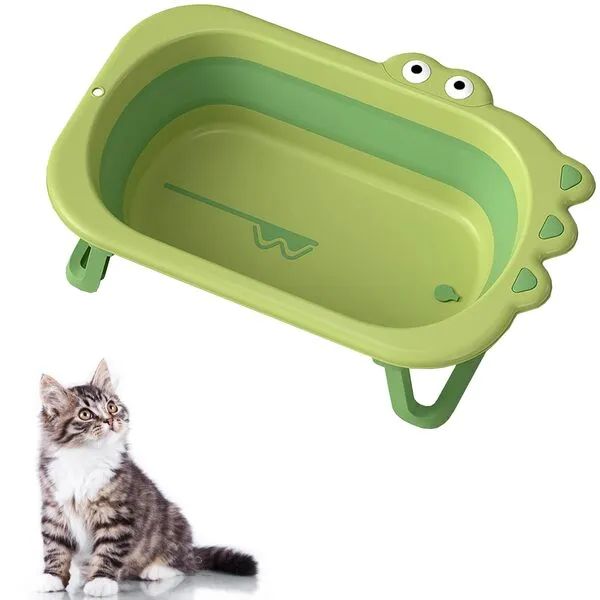 Hamiledyi Collapible Pet Bathtub, Portable Dog Bathing Tub with Drainage Hole, Cat Foldable Shower Tub Indoor & Outdoor for Dog Cat Puppy Kitten(After Expansion: 31.5