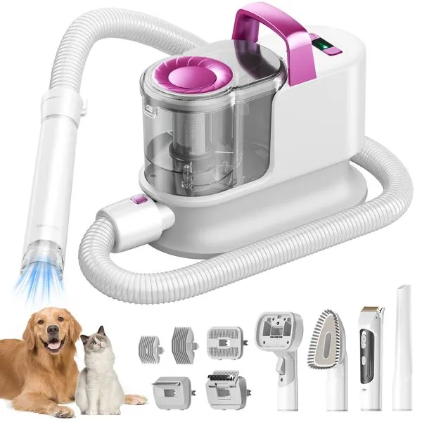 HOMPANY Dog Grooming Kit & Vacuum, Dog Vacuum Brush for Shedding Grooming, Dog Hair Vacuum Groomer with 2.5L Dust Cup, Pet Grooming Vacuum Suction 99% Pet Hair, Noise<50dB, 11 Pet Grooming Tools