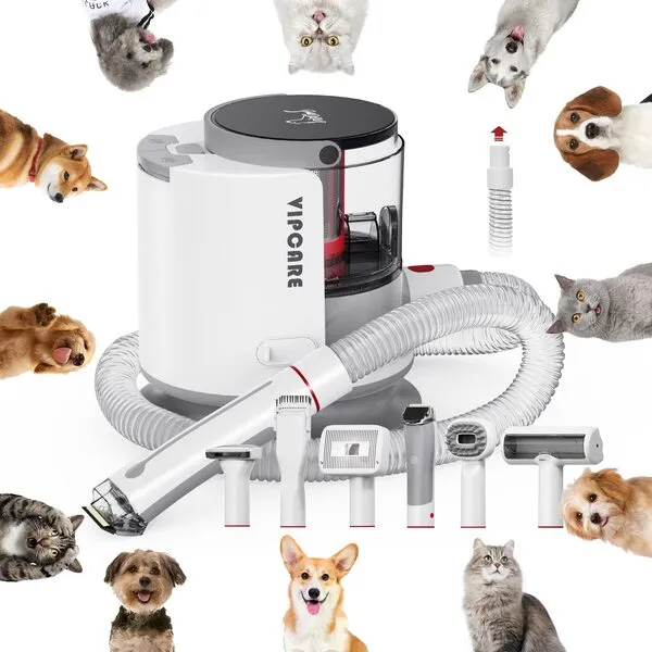 Pet Grooming Kit Vacuum Suction - Performance G20 Pro 6in1 Dog Grooming Tools Kits Included Grooming Brush, Cleaning Brush, Nozzle, Deshedding Tool, Hair Clipper for Dogs Cats (Low Noise, 2.0L)