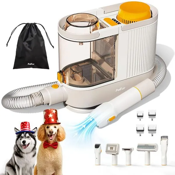 PalFur IN01 Pet Grooming Kit, Dog Hair Vacuum, Pet Grooming Vacuum with World's First 3 Layers HEPA Filteration System, Dog Grooming Vacuum for Shedding ≥2L Capacity, 52dB Low Noise Suction 99.97%