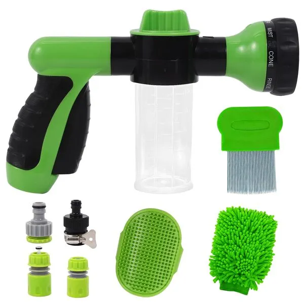 Pup Jet Dog Wash Hose Nozzle Foam Dog Horse Wash Hose Attachment Soap Dispenser Bottle Nozzle Dog Bathing for Pet Showering, Car Washing, Watering Plants, Patio