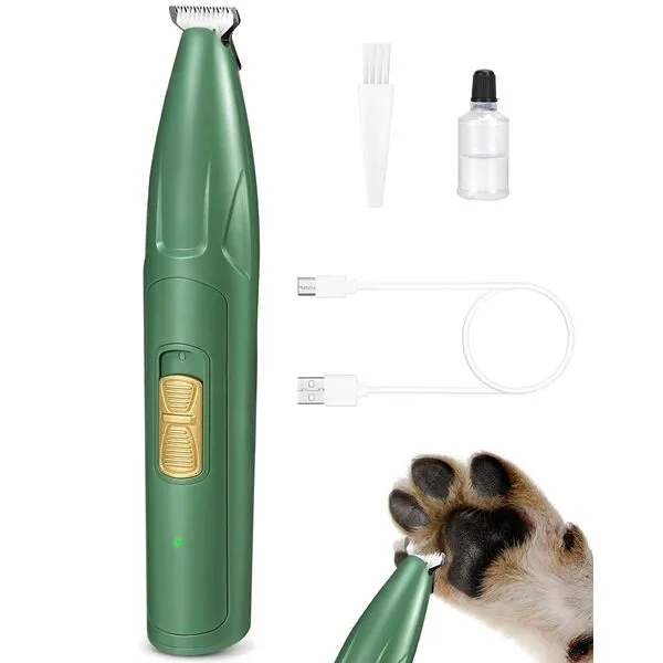 LEYOUFU Dog Clippers for Grooming, 2 Speed Low Noise Cordless Dog Paw Trimmer, Rechargeable Small Pet Hair Trimmer for Grooming, Cat Hair Clippers Shaver for Paws, Eyes, Ears, Face, Rump (Green)