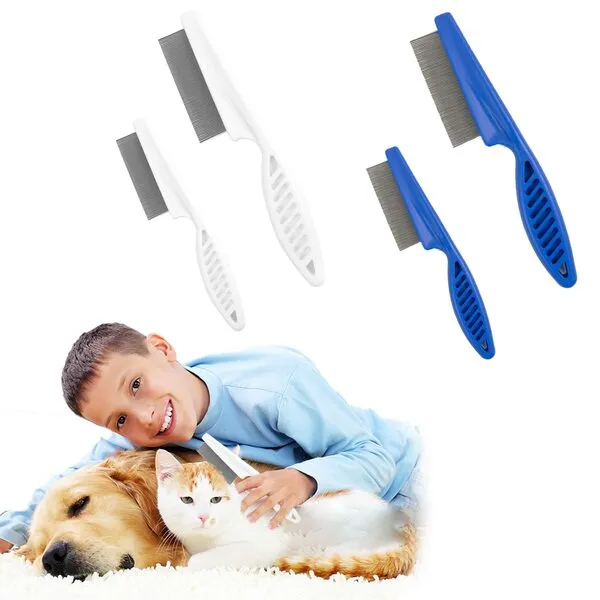 Multifunctional Pet Hair Comb Tear Stain Removal, 4pcs New Magic Pets Grooming Comb Kit for Small Dogs Puppies, 2 in 1 Dog Combs Tooth Stainless Grooming Massage Dual-Sided Comb